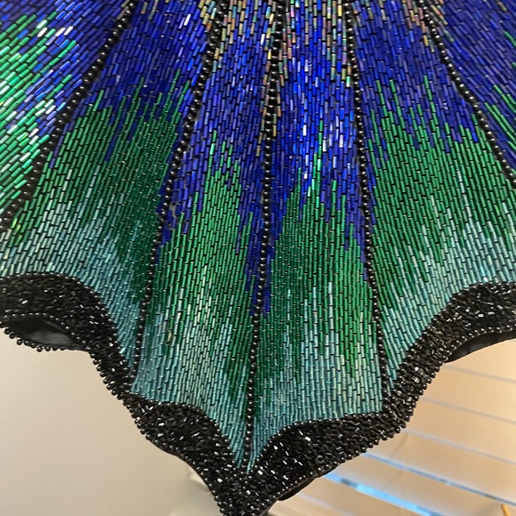 Oleg Cassin Beaded black, blue and green top - Picture 7 of 11